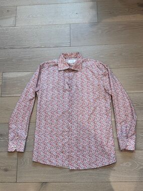 Eton Men's Coral Pink Floral Dress Shirt
